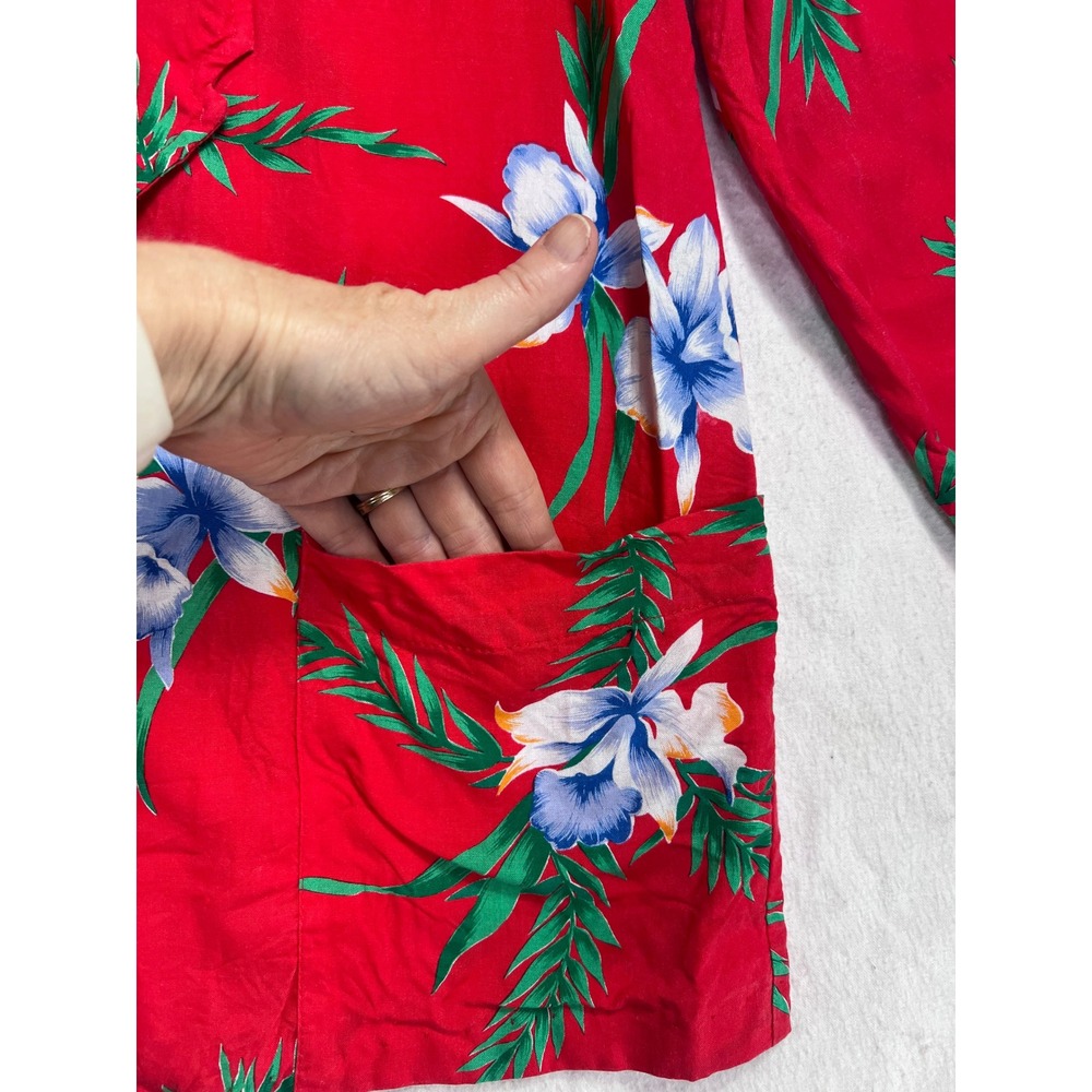 So What! of California Vintage Tropical Floral Blazer Red Rayon USA Small - Picture 2 of 10